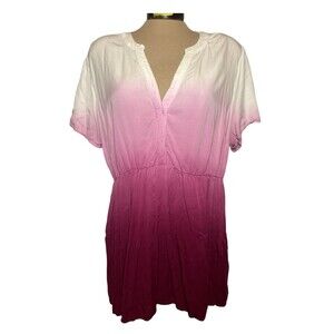 Torrid‎ 0 Babydoll Rayon Button Front Tiered Ombre Winetasting Blouse Top Boho
